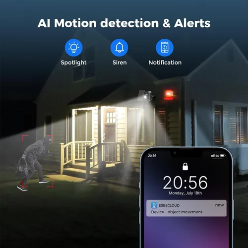 Vista 7 de Hiseeu 4MP Solar Security Cameras Wireless Outdoor, 2.4G/5G Home WiFi