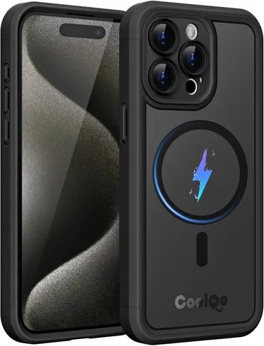 Vista 10 de COOLQO Funda magnética para iPhone 12, doble capa mate resistente a los arañazos, color negro