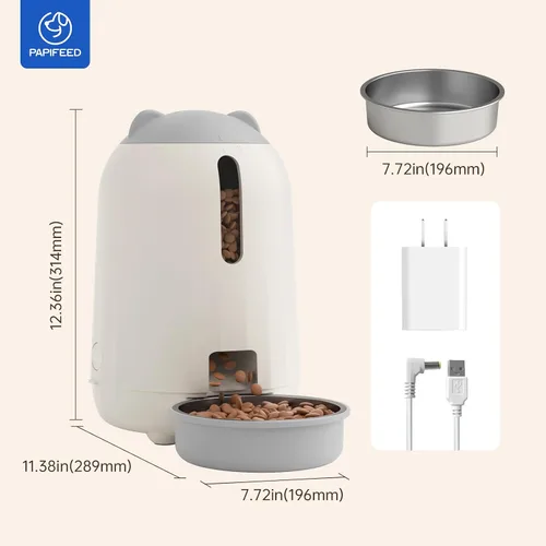 Vista 3 de PAPIFEED Comedero Automático para Gatos, Dispensador de Comida Automático para Gatos de 2.4G WiFi con Control de Aplicación, Comedero Automático