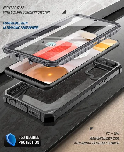 Vista 2 de Poetic Guardian - Funda diseñada para Samsung Galaxy A42 5G, protector de pantalla integrado que funciona con identificación de huellas dactilares