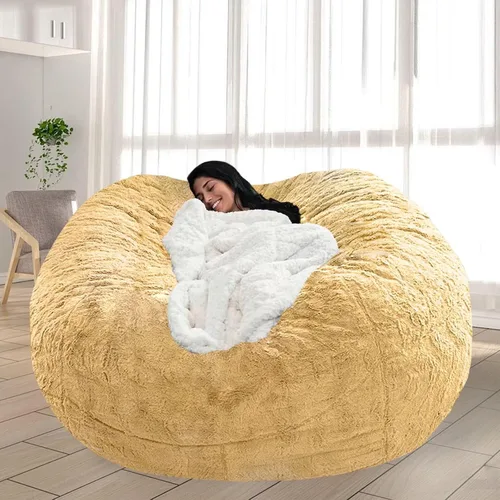 Vista 26 de Puf para adultos y niños sin relleno, sofá perezoso suave y redondo, funda de sofá de puf clásico, saco de amor para dormitorio, silla de lectura
