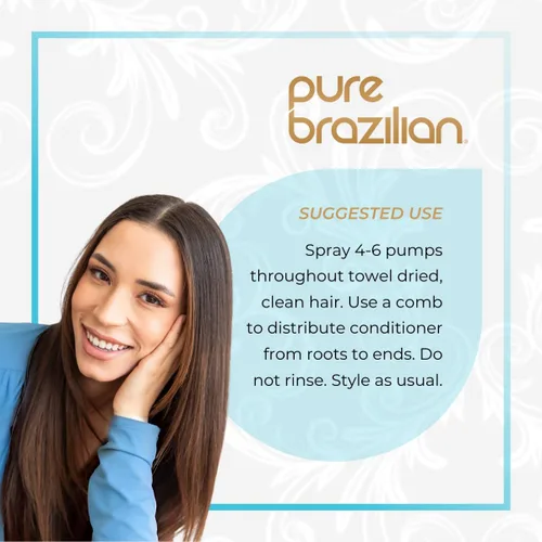 Vista 4 de Pure Brazilian Acondicionador sin enjuague, tratamiento nutritivo para el cabello con queratina para fortalecer, paquete de 2, 6.78 onzas (6.8 fl oz)