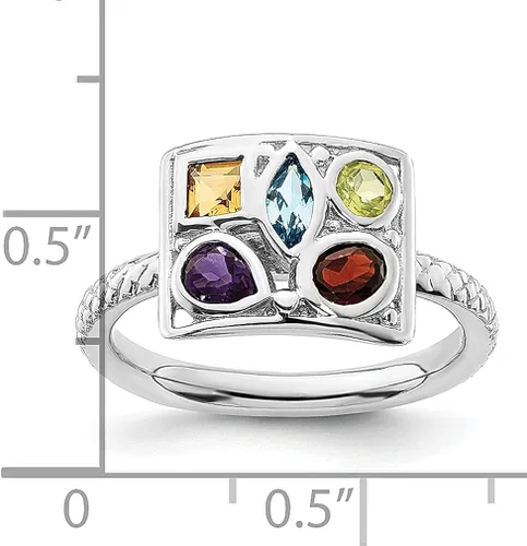 Vista 5 de ICE CARATS 925 Sterling Silver Gemstone Stackable Ring Stone Birthstone January Garnet February Amethyst August Peridot November Citrine December
