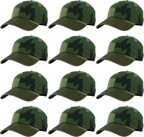 Vista 27 de Gelante Gorras de béisbol 100% algodón liso en blanco tamaño ajustable al por mayor a granel de 12 unidades Verde militar