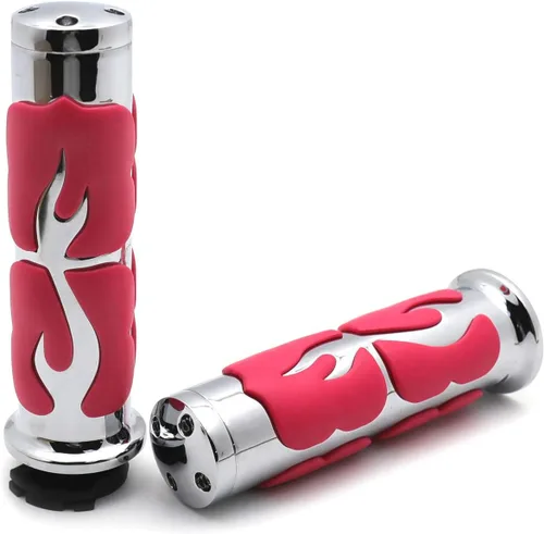 Vista 4 de XKH - Empuñadura de mano de llama rosa cromado compatible con Road Star Silverado Mmltd Vstar 650 1100 Classic [B00YB3WB9U]