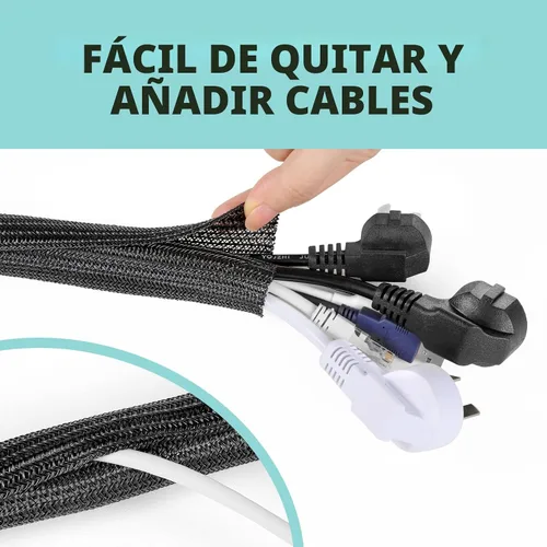 Vista 3 de AGPTEK Cable Sleeve, 10ft - 1 inch Cable Management Cord Hider, Black Negro