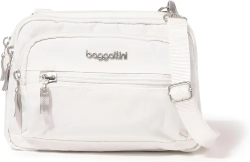 Vista 10 de Baggallini Bolso cruzado pequeño con triple cremallera para mujer, ligero, convertible, riñonera Estampado De Flor De Mediano