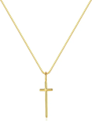Vista 2 de Collar de cruz delgada Cadena con colgante cristiano Collar de fe religiosa 16.5 pulgadas + extensor de 2 pulgadas
