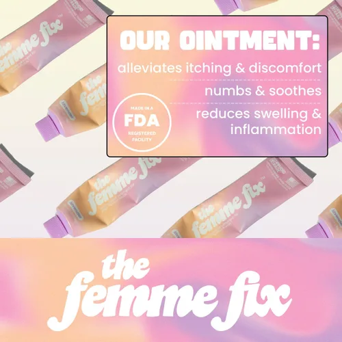 Vista 2 de The Femme Fix Crema calmante para hemorroides para mujeres, con lidocaína, magnesio, aceite de coco y lavanda real, alivio posparto y comodidad