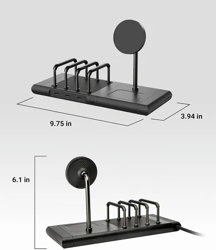 Vista 8 de Scosche BaseLynx 2.0 Estación de carga múltiple con soporte de cargador inalámbrico magnético Qi2 de 15 W, almohadilla de carga de 5 W para AirPods
