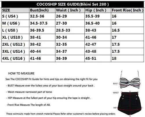 Vista 4 de COCOSHIP - Conjunto de bikini de cintura alta con estampado de lunares retro y fruncido (FBA)