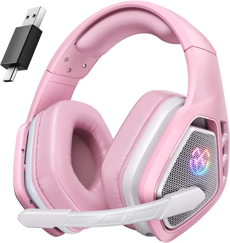 Vista 8 de Tatybo Wireless Gaming Headset for PC, 2.4 Ghz USB & Type-C Gaming Headphones with Microphone, 30H Battery Bluetooth Headphones for Switch, Laptop