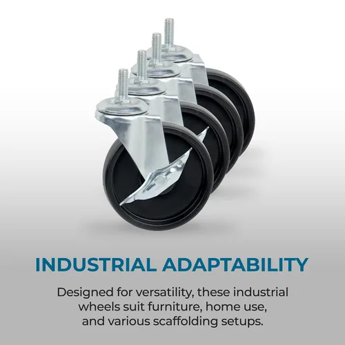 Vista 2 de Honey-Can-Do 4" Swivel Caster Wheels Set of 4, Heavy Duty for Wire Shelving Black