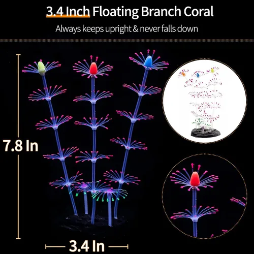 Vista 3 de Uniclife Paquete de 4 decoraciones para pecera, efecto brillante, decoración de acuario, pequeña medusa artificial de silicona, adorno de planta