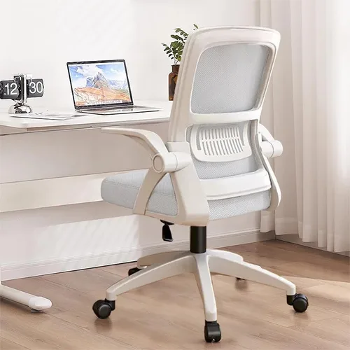 Vista 9 de Silla de oficina, silla de escritorio ergonómica, silla de malla transpirable, silla giratoria con brazos abatibles y soporte lumbar, silla
