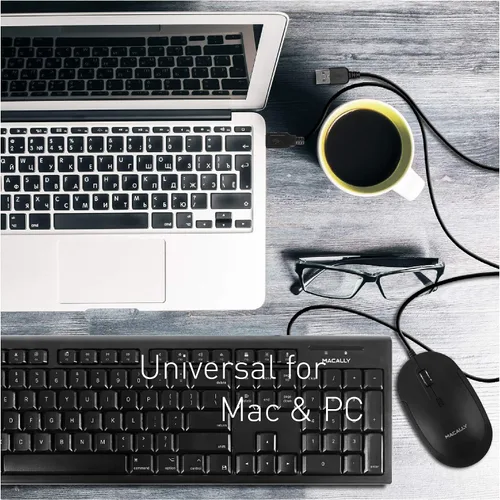Vista 7 de Macally Ratón de computadora con cable, mouse USB silencioso - USB delgado y compacto para Apple Mac o Windows PC portátil/escritorio - Diseñado