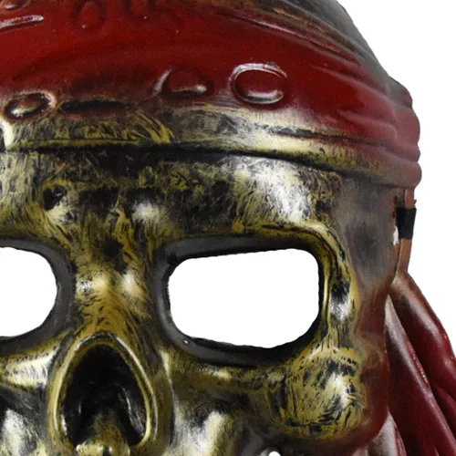 Vista 5 de Máscara de calavera pirata dorada antigua, accesorio para disfraz de Halloween, Oro