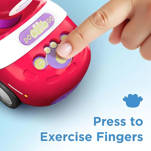 Vista 4 de iPlay, iLearn Press to Go - Juego de juguetes de cangrejo para niños pequeños de 1 a 3 años, coches de carreras de fricción para bebés, juego
