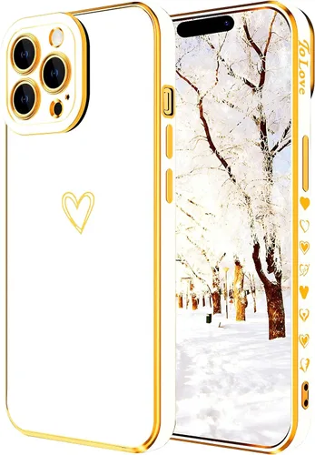 Vista 16 de Funda compatible con iPhone 13 Pro con forma de corazón para mujeres y niñas, diseño estético, delgado, delgado, a prueba de golpes, funda