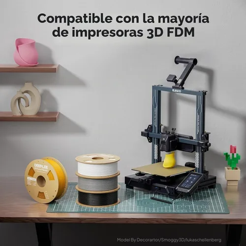 Vista 7 de Filamento PLA básico de 0.069 in, filamento de impresora 3D, amarillo girasol, turquesa, beige y marrón, 8.8 lbs