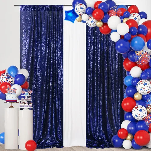 Vista 7 de SquarePie - Cortina de lentejuelas 2 pies x 8 pies, azul bebé, 2 piezas, decoración brillante para bodas y fiestas
