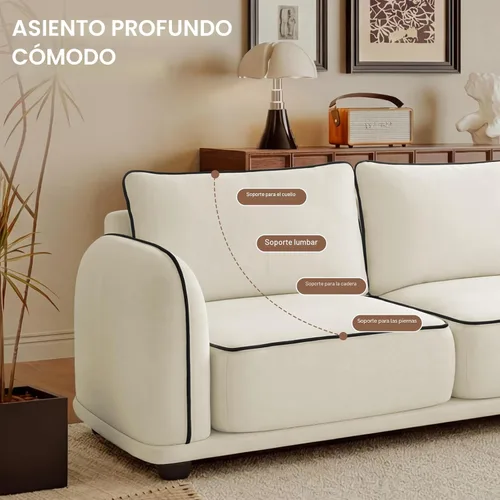Vista 9 de Sofá modular en forma de L de 104 pulgadas, cómodo sofá de felpilla de nube de 4 plazas con otomana móvil y 3 almohadas traseras, cómodo sofá