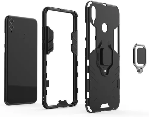 Vista 7 de Funda para teléfono Huawei Honor 8X con protector de pantalla de vidrio templado y soporte magnético para anillo con soporte, accesorios delgados