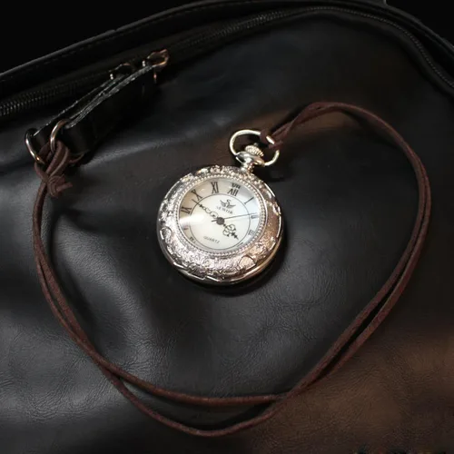 Vista 6 de SEWOR Reloj de bolsillo de cuarzo Shell Dial lupa caso con dos tipos de cadena cuerometal