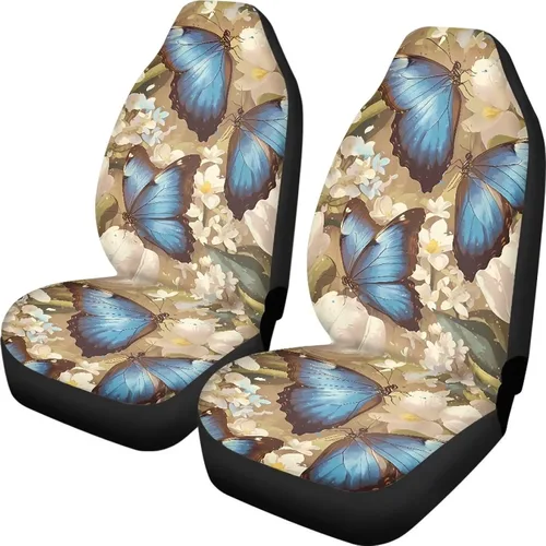 Vista 26 de Funda de asiento de automóvil con margaritas bohemias, diseño hippy arcoíris, margarita, flores, antideslizante, SUV, sedán, furgoneta, protector