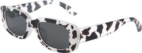 Vista 22 de Dollger - Lentes de sol rectangulares para mujer y hombre, gafas de moda retro, protección UV 400, armazón cuadrado A: negro y marrón leopardo