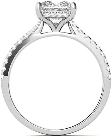 Vista 2 de IGI - Anillo de compromiso de diamantes de talla princesa blanca de 0.80 quilates con certificación IGI en oro rosa amarillo blanco de 14 quilates