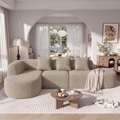 Vista 10 de Sofá modular de 114 pulgadas, moderno sofá deshuesado en forma de L con asiento profundo de gran tamaño, sofá nube para sala de estar, dormitorio