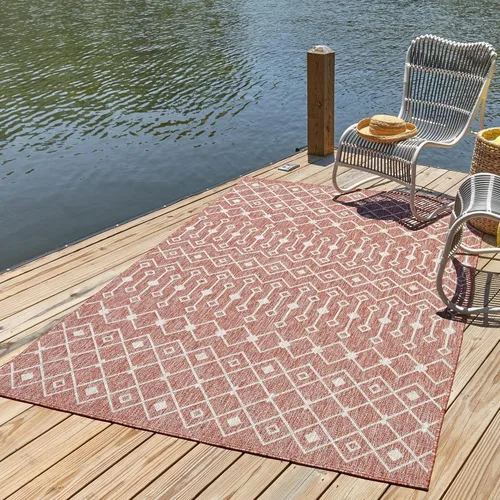 Vista 74 de Unique Loom Outdoor Trellis Collection - Alfombra de área con diseño de enrejado tribal (2 pies 2 pulgadas x 3 pies 1 pulgada, ovalada, azul/marfil)