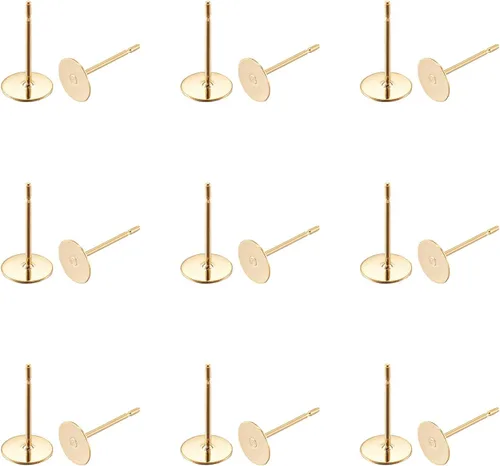 Vista 13 de Craftdady Juego de 60 aretes de acero inoxidable de 0.197 in, dorados, plateados, dorados, plateados, aretes en blanco, kit de fabricación