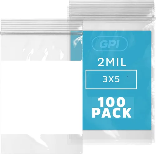 Vista 14 de GPI - Mini bolsas con cremallera de 1 x 1 pulgada, paquete de 100 bolsas de plástico transparente con cierre con cremallera con bloque blanco