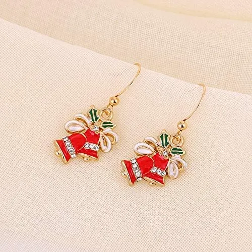 Vista 6 de Aretes de Navidad con diseño de árbol de copo de nieve de caramelo, regalo de cumpleaños de Acción de Gracias, joyería bonita para niñas, niños
