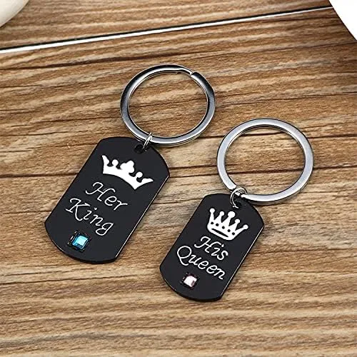 Vista 2 de Regalos para pareja, novio, novia, aniversario, cumpleaños, regalos para parejas, para ella, rey, su reina, llaveros a juego para parejas, regalos