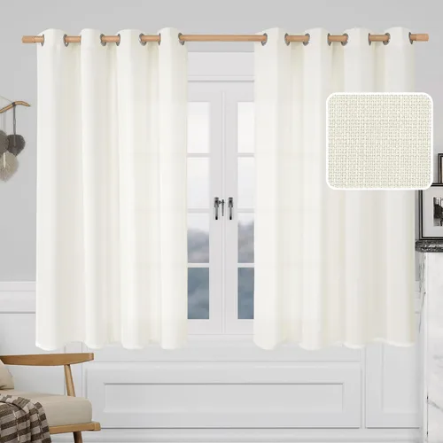 Vista 35 de LAMIT Cortinas de Lino Blancas Semitransparentes para Dormitorio, Paneles Filtrantes de Luz, Cortinas de Lino con Ojales de Protección de Privacidad