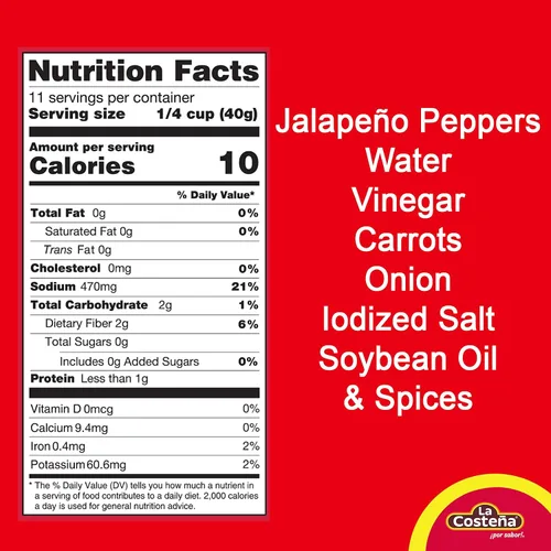 Vista 4 de LA COSTENA Pimientos de jalapeño en rodajas sin sabor 28 onzas