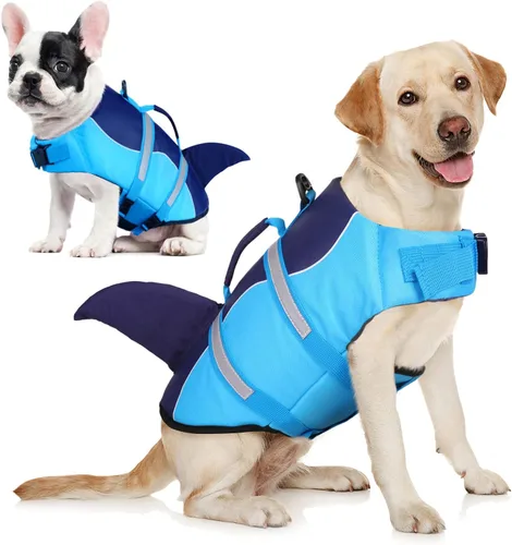 Vista 9 de AOFITEE Chaleco salvavidas para perros, chaleco salvavidas para perros pequeños, chaleco de seguridad reflectante con flotabilidad superior y asa