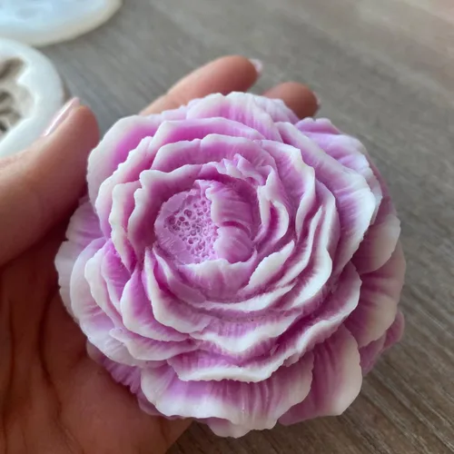 Vista 8 de 2 moldes para velas de flores de peonía, molde de jabón hecho a mano con flores 3D para fondant, hecho a mano, loción, barra, crayón, crayón 2