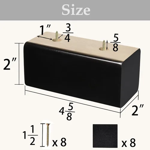 Vista 2 de Elevadores de madera (negro, 2 pulgadas)
