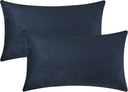Vista 43 de Mixhug - Fundas de almohada decorativas de terciopelo, fundas de cojín para sofá y cama, juego de 2 fundas azules, 16 x 16 pulgadas