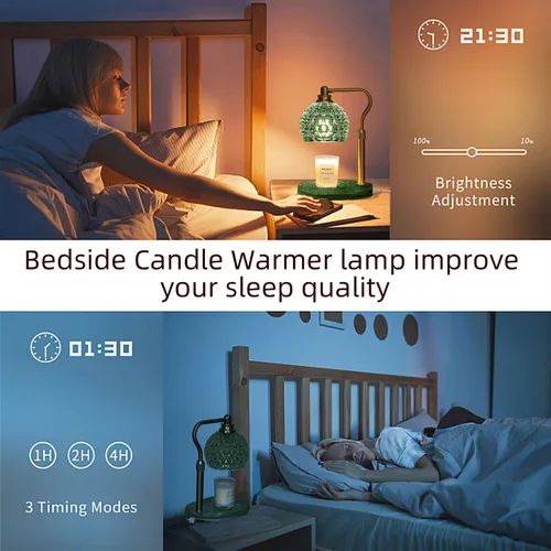 Vista 9 de Lámpara calentadora de velas con temporizador y atenuador, lámpara de vidrio para velas de tarro, MEJORADA con 3 bombillas, calentador eléctrico