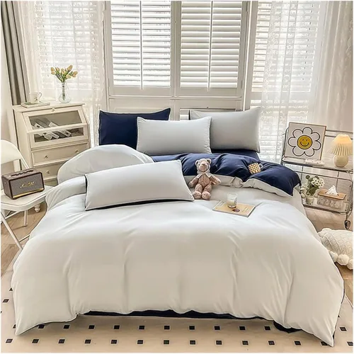 Vista 13 de Cama, Queen/L Negro Color Sólido Algodón Funda Nórdica Funda Nórdica