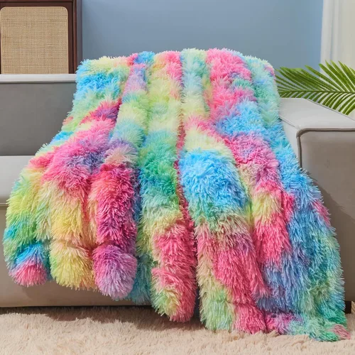 Vista 28 de GONAAP Manta de Tiro Difusa de Piel Sintética Negra Súper Suave Acogedora Felpa Difusa Peluda para Sofá Sillón Cama (Negro, Tiro(50"x60"))