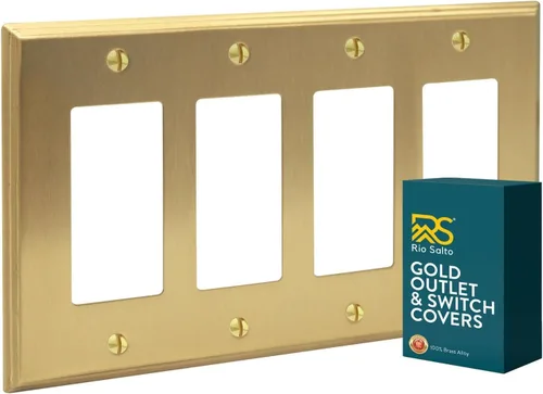 Vista 20 de Rio Salto BRASS Deco Collection - Placa de pared ciega de metal dorado de tamaño estándar, cubierta de salida resistente a la corrosión