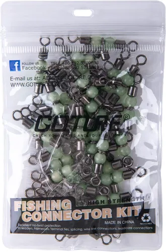Vista 8 de 30 piezas de 3 vías de pesca giratorios en forma de T, conectores luminosos de pesca giratorios con cuentas de brillo barril de latón triple