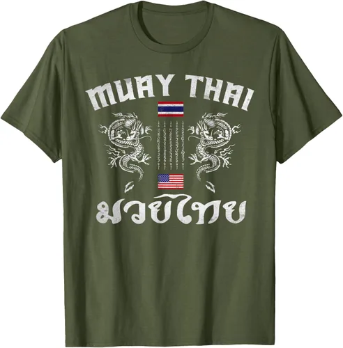 Vista 49 de Camiseta de equipo de entrenamiento de boxeo Muay Thai con bandera estadounidense de Tailandia, Negro, S