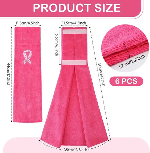 Vista 3 de Tranqun Toallas de fútbol con cinta rosa de 17.3 x 4.5 pulgadas, toalla deportiva para concientización sobre el cáncer de mama, accesorios de fútbol